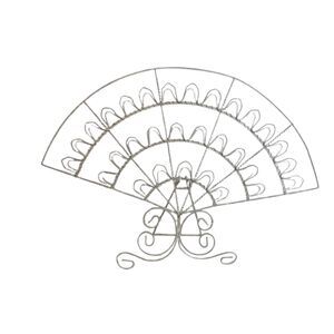 Fan Shaped White Metal Wire Table Top Photo Card Holder Cottage Core Shabby Chic